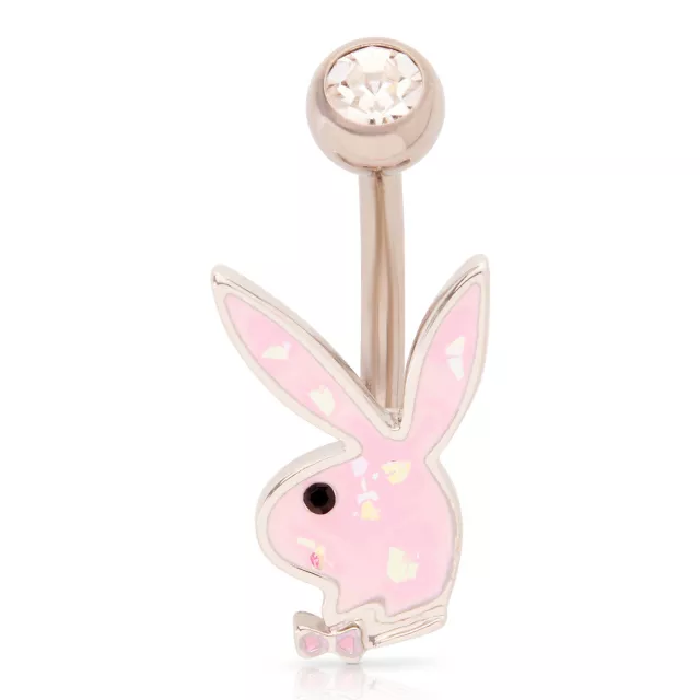 Playboy Bunny CZ Pink Titanium Belly Ring 14 Gauge Spencer's