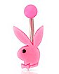 Pink Acrylic Playboy Bunny Titanium Belly Ring - 14 Gauge