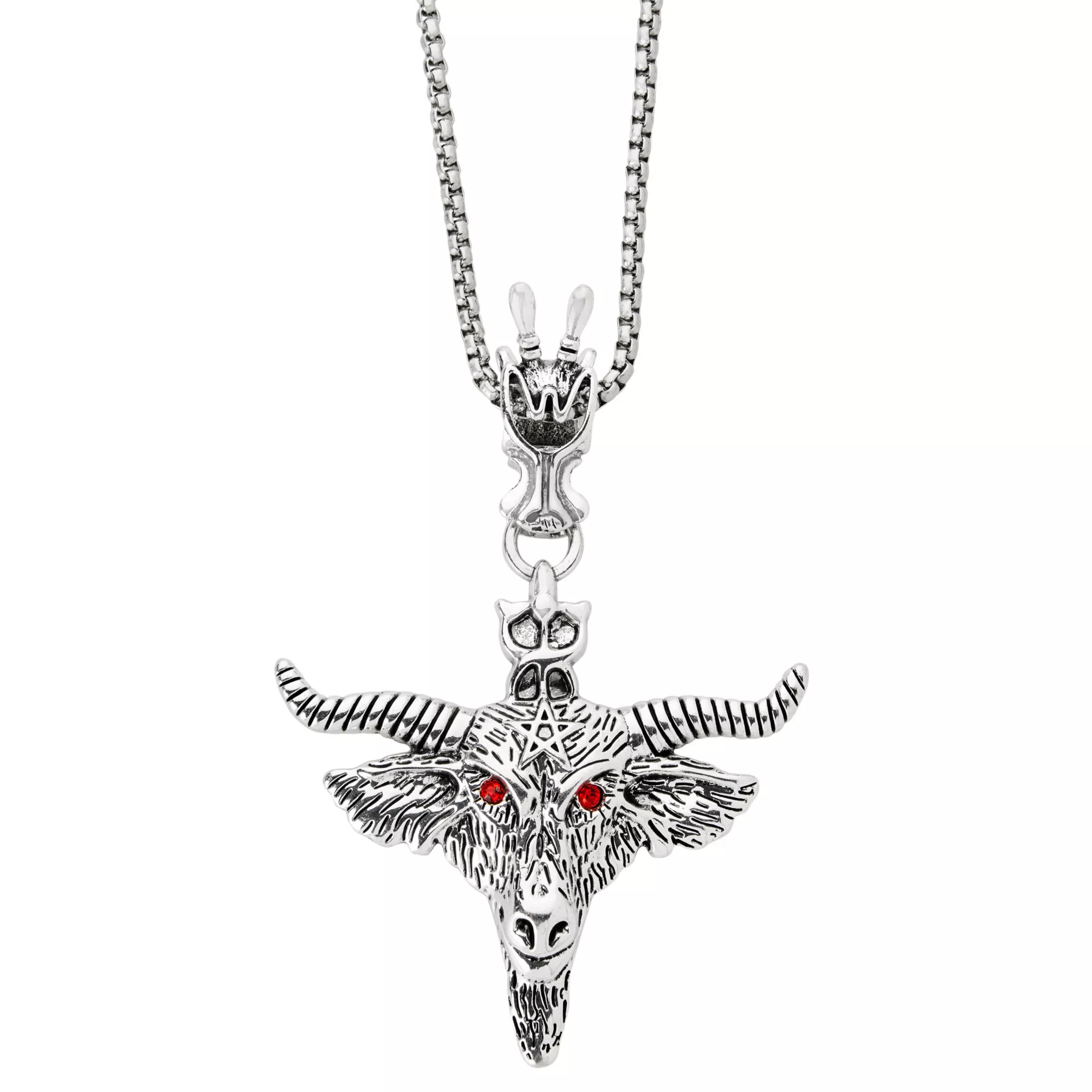 Red CZ Baphomet Pendant Chain Necklace at Spencer's