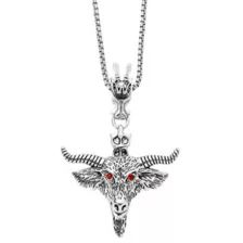 Red CZ Baphomet Pendant Chain Necklace at Spencer's