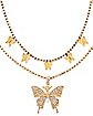 CZ Butterfly Double Chain Necklace