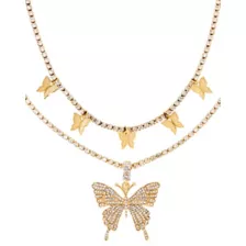 CZ Butterfly Double Chain Necklace at Spencer's