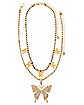 CZ Butterfly Double Chain Necklace