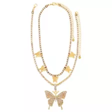 CZ Butterfly Double Chain Necklace at Spencer's