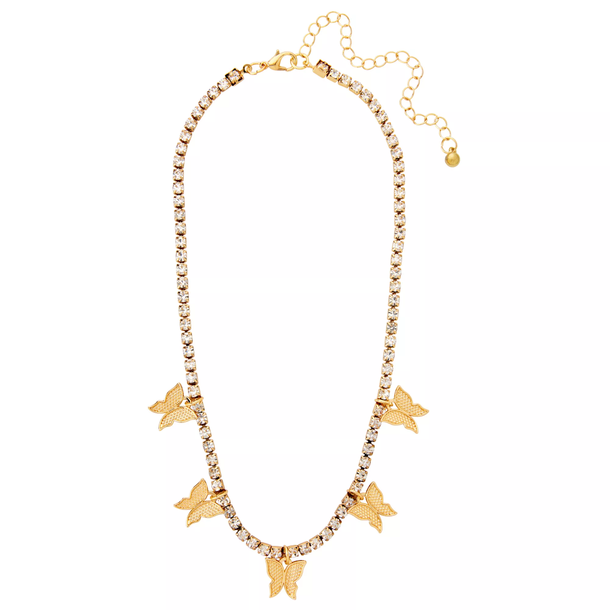 CZ Butterfly Double Chain Necklace at Spencer's