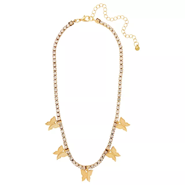 CZ Butterfly Double Chain Necklace at Spencer's