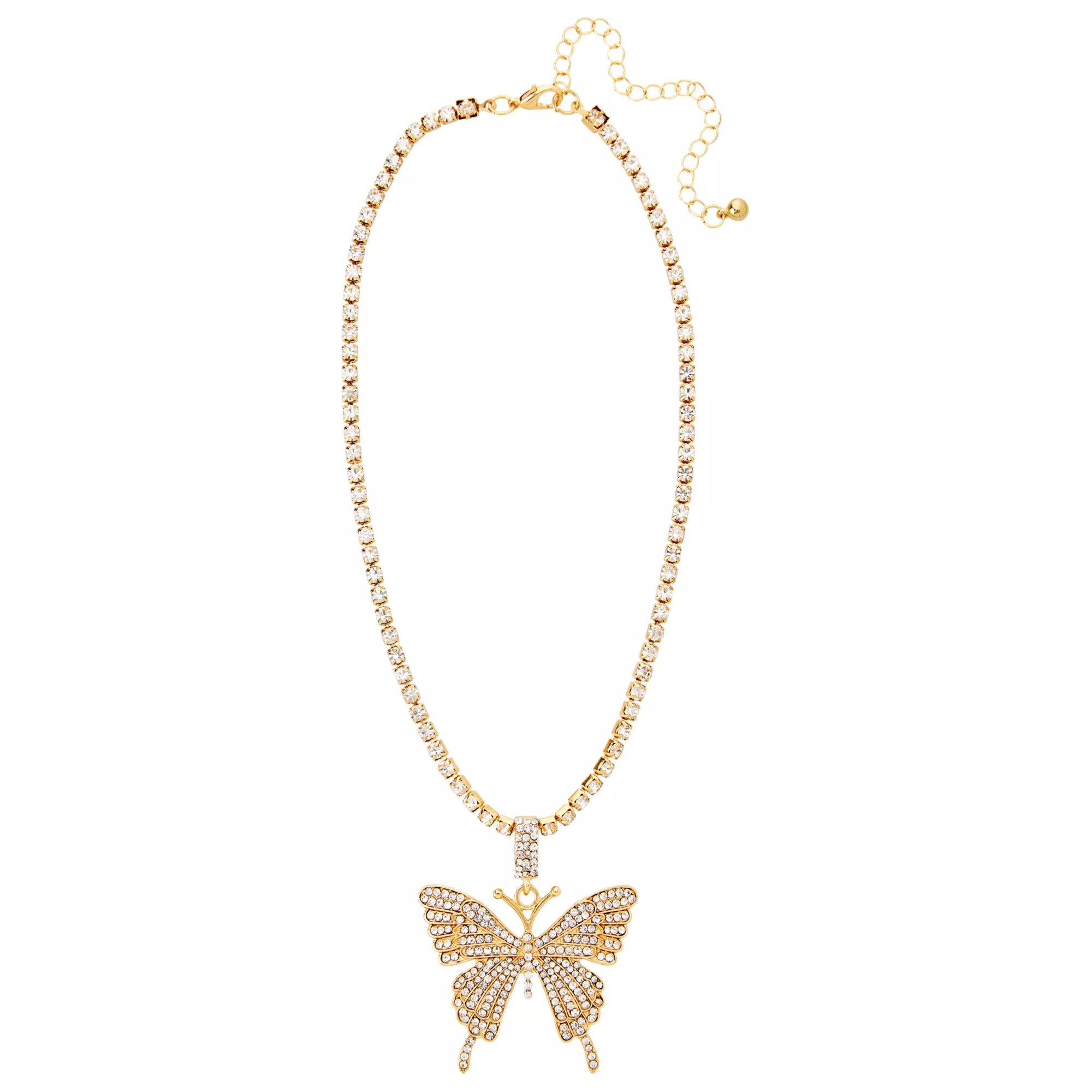 CZ Butterfly Double Chain Necklace at Spencer's