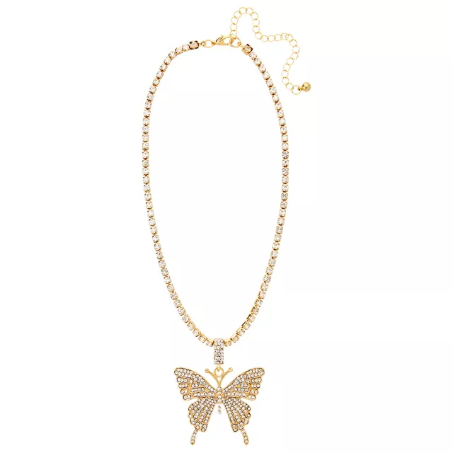 CZ Butterfly Double Chain Necklace at Spencer's