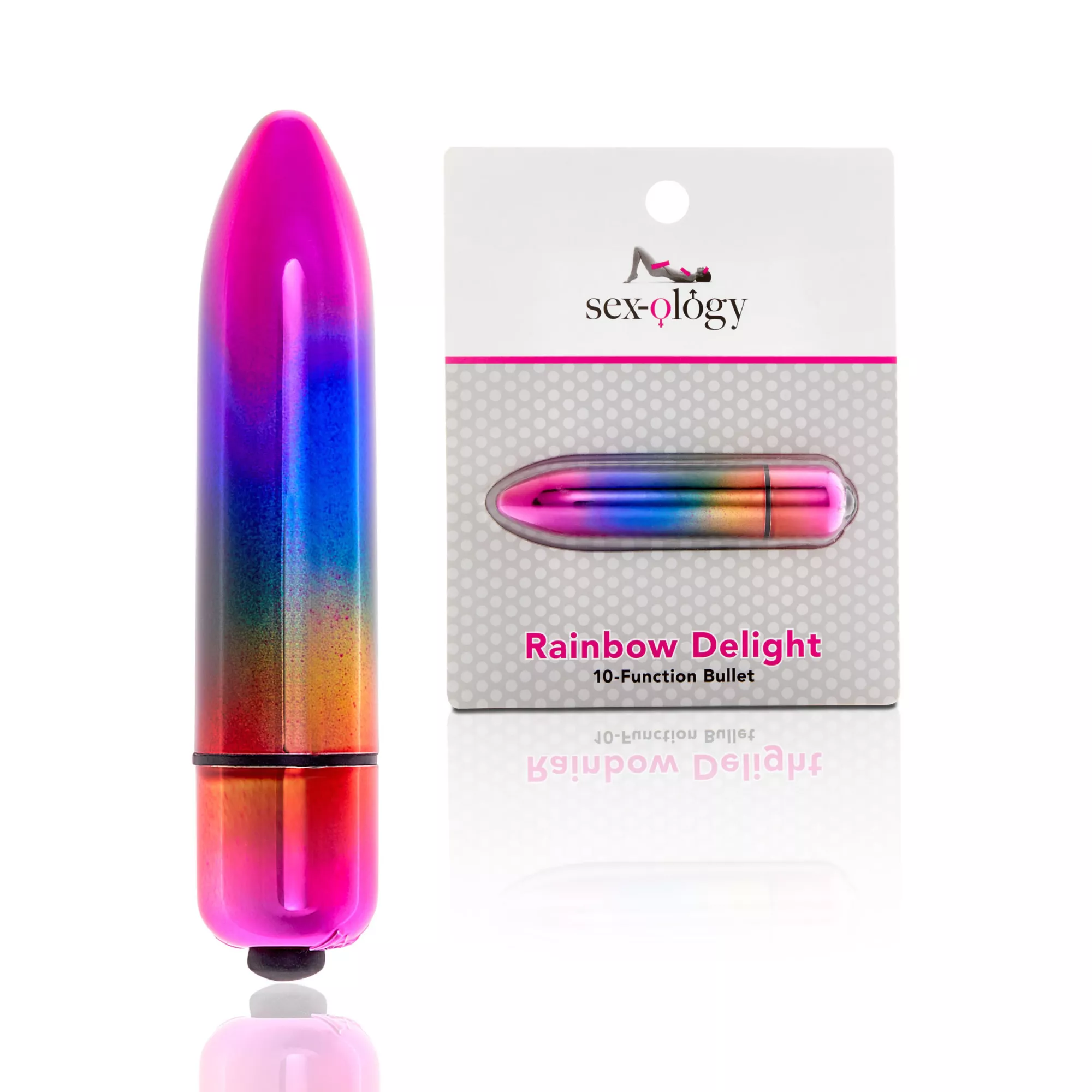 Rainbow Delight 10-Function Waterproof 10-Function Bullet Vibrator 5.3 Inch - Sexology