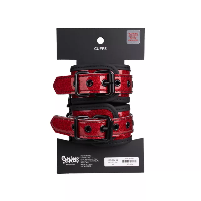 Red Glitter Handcuffs - Pleasure Bound at Spencer's