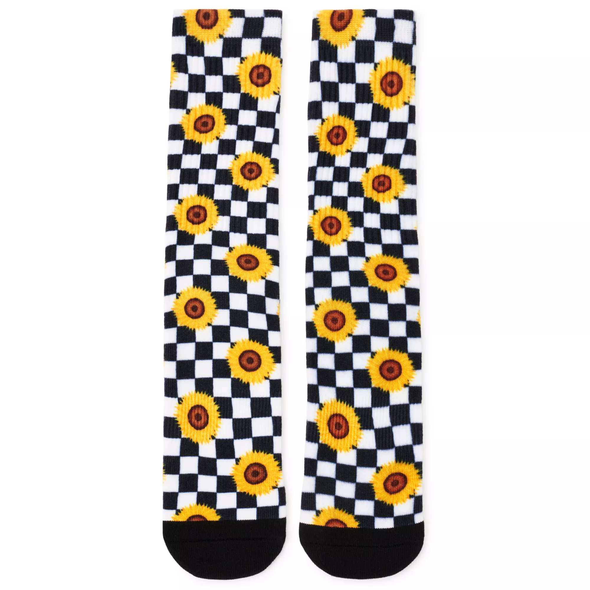 Black and White Sunflower Athletic Crew Socks at Spencer's