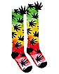 3D Tie Dye Weed Leaf Knee High Socks