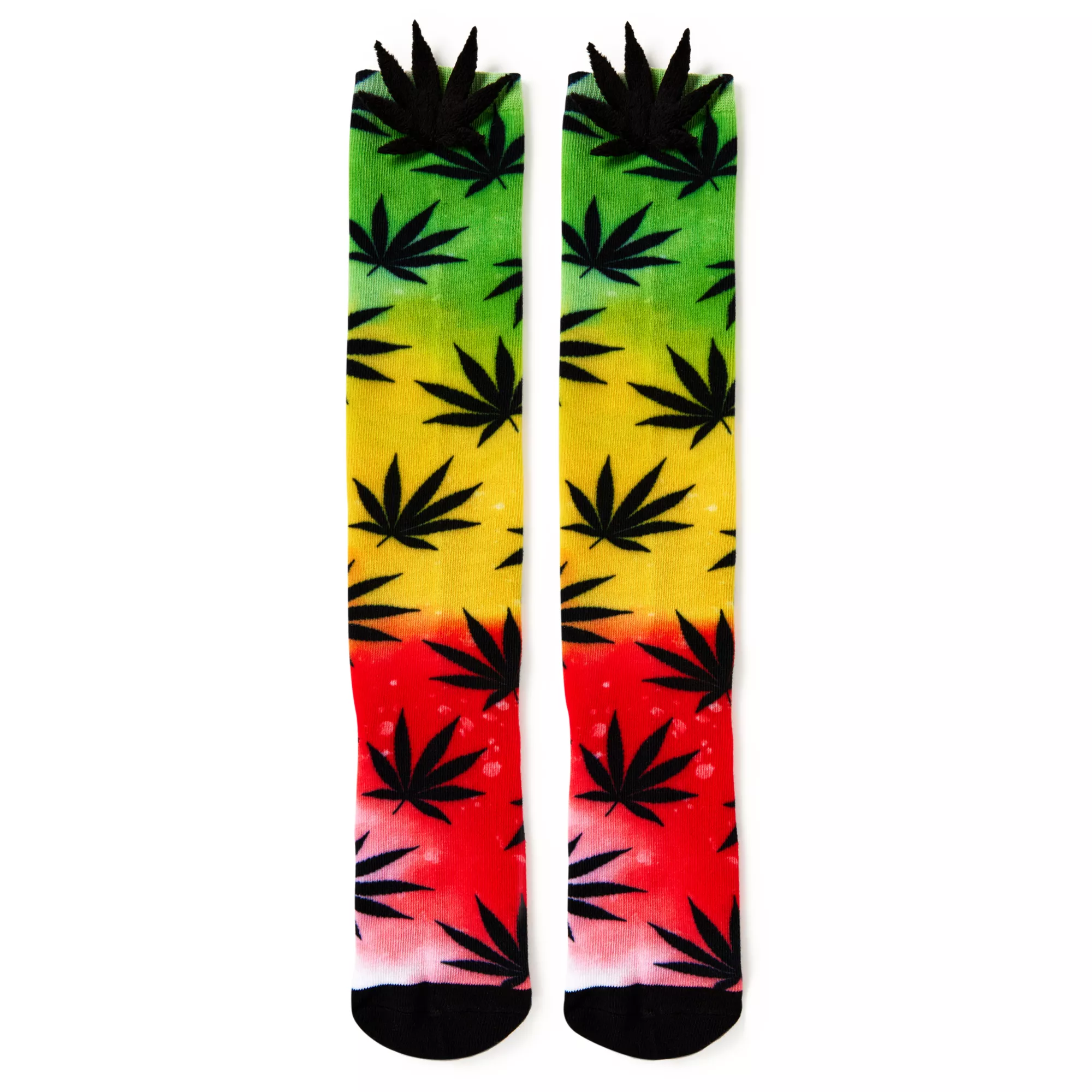 3D Tie Dye Weed Leaf Knee High Socks at Spencer's