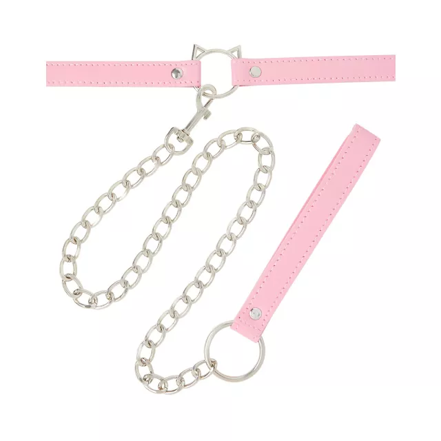 Kitty Collar with Leash - Pleasure Bound at Spencer's