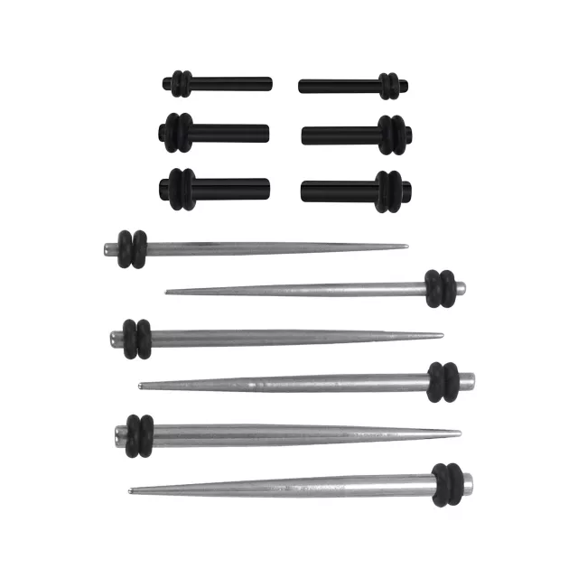 Multi-Pack Silvertone and Black Tapers and Plugs - 6 Pair at Spencer's