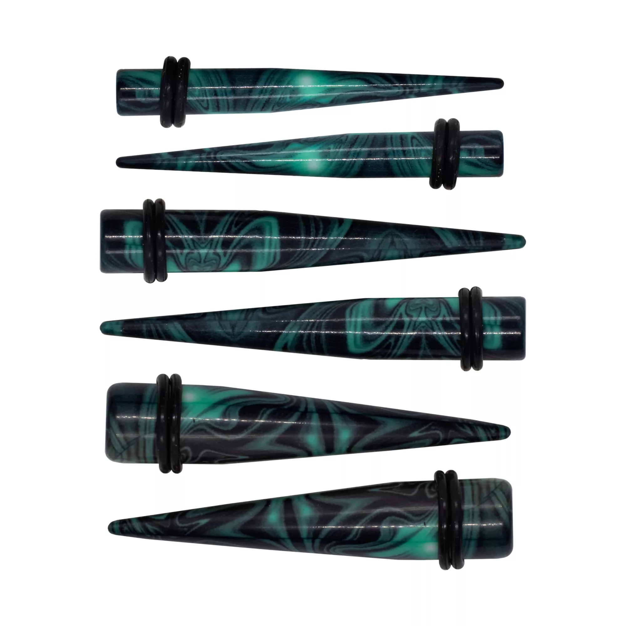Multi-Pack Black and Green Swirl Tapers - 3 Pair at Spencer's