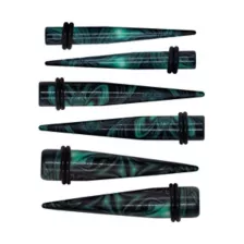 Multi-Pack Black and Green Swirl Tapers - 3 Pair at Spencer's