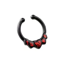 Red CZ Heart Black Fake Septum Ring at Spencer's