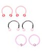Multi-Pack CZ Pink and White Horseshoe Rings and Captive Rings 3 Pair - 16 Gauge