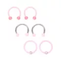 Multi-Pack CZ Pink and White Horseshoe Rings and Captive Rings 3 Pair - 16 Gauge at Spencer's