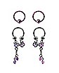 Multi-Pack Pink and Purple Butterfly Horseshoe Rings and Captive Rings 2 Pair - 16 Gauge