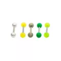 Multi-Pack Green and Yellow Flower Barbells 5 Pack - 14 Gauge at Spencer's