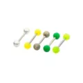 Multi-Pack Green and Yellow Flower Barbells 5 Pack - 14 Gauge at Spencer's