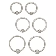 Multi-Pack Silvertone Titanium Captive Rings 6 Pack - 16 Gauge at Spencer's