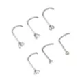 Multi-Pack CZ Gem Silver-Plated Screw Nose Rings - 6 Pack at Spencer's