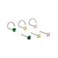 Multi-Pack CZ Crystal Hoop Nose Rings and Nose Ring Pins 6 Pack - 20 Gauge at Spencer's
