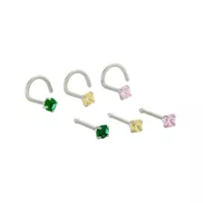 Multi-Pack CZ Crystal Hoop Nose Rings and Nose Ring Pins 6 Pack - 20 Gauge at Spencer's