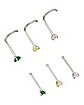 Multi-Pack CZ Crystal Hoop Nose Rings and Nose Ring Pins 6 Pack - 20 Gauge