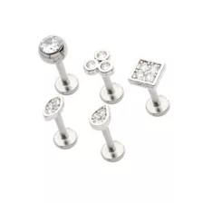 Multi-Pack CZ Shapes Labret Lip Rings 5 Pack - 16 Gauge at Spencer's