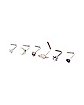 Multi-Pack CZ Space Themed L-Bend Nose Rings 6 Pack - 20 Gauge