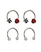 Multi-Pack Butterfly and Red Rose Horseshoe Rings 2 Pair - 16 Gauge