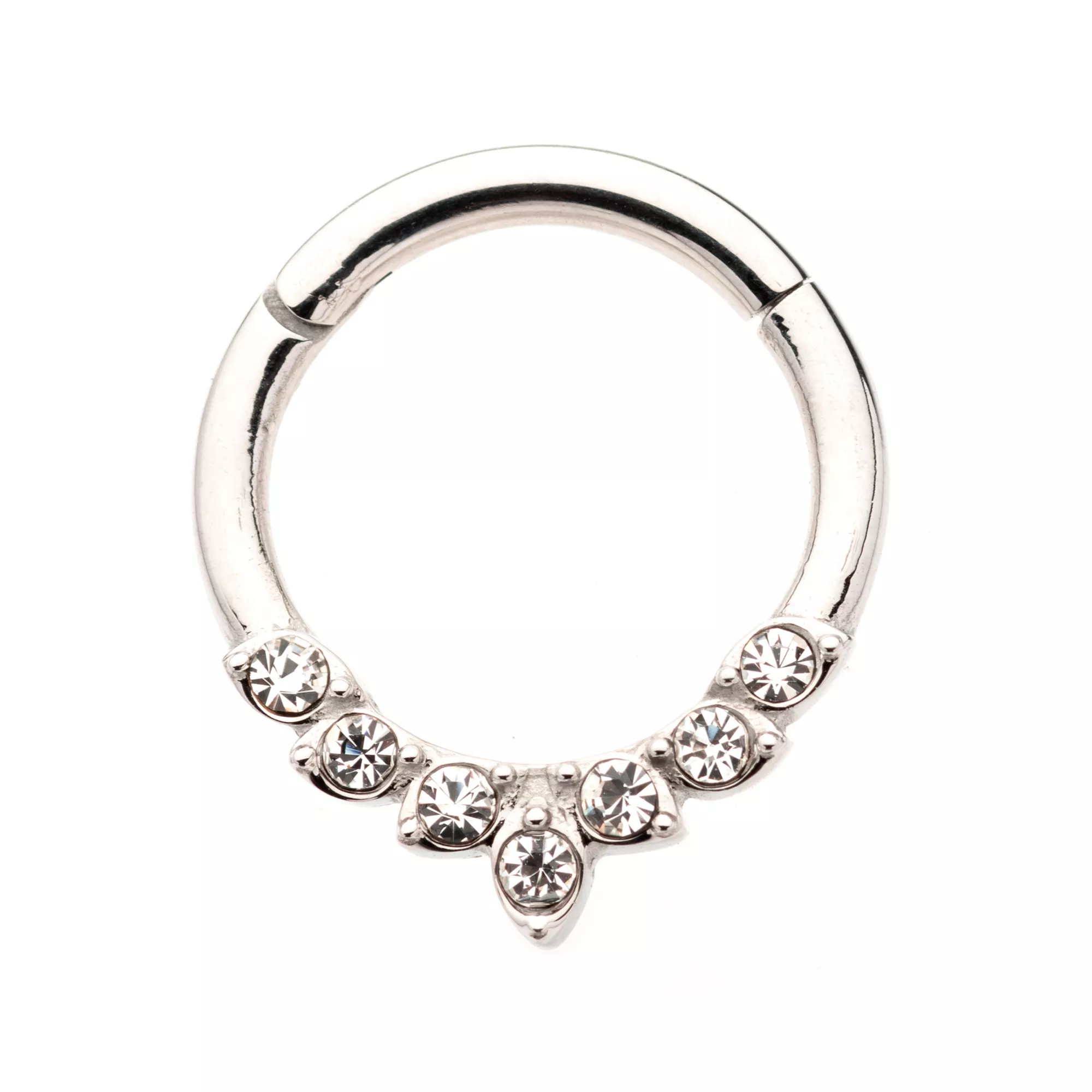CZ Silvertone Leaf Hinged Septum Ring at Spencer's