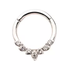CZ Silvertone Leaf Hinged Septum Ring at Spencer's