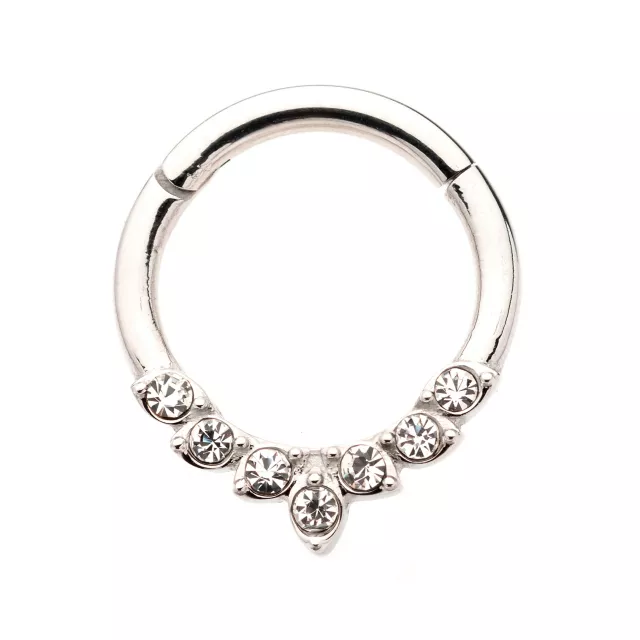 CZ Silvertone Leaf Hinged Septum Ring at Spencer's