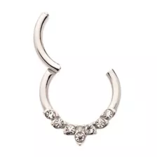 CZ Silvertone Leaf Hinged Septum Ring at Spencer's