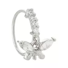 Silvertone CZ Butterfly Seamless Nose Ring - 20 Gauge at Spencer's