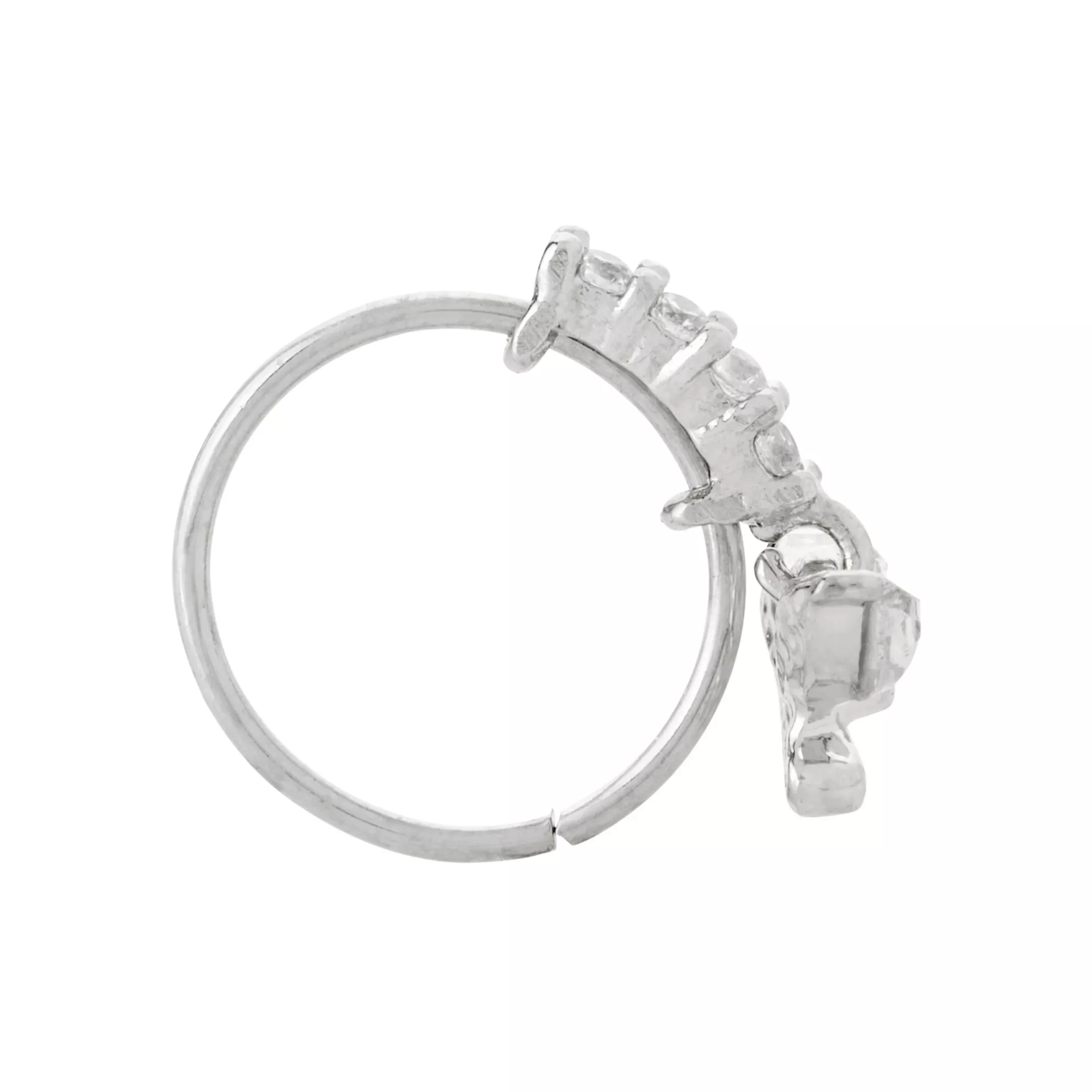 Silver-Tone CZ Butterfly Seamless Hoop Nose Ring at Spencer's