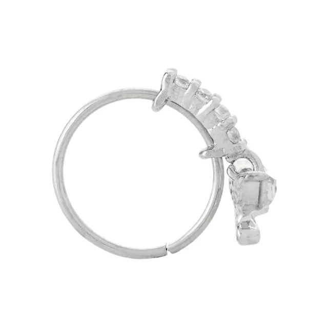 Silvertone CZ Butterfly Seamless Nose Ring - 20 Gauge at Spencer's