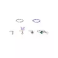 Multi-Pack Butterfly & Mushroom L-Bend Nose Rings and Nose Hoop Rings 6 Pack - 18 Gauge at Spencer's