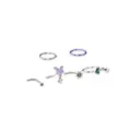 Multi-Pack Butterfly & Mushroom L-Bend Nose Rings and Nose Hoop Rings 6 Pack - 18 Gauge at Spencer's
