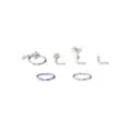 Multi-Pack Butterfly & Mushroom L-Bend Nose Rings and Nose Hoop Rings 6 Pack - 18 Gauge at Spencer's