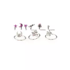 Multi-Pack Pink Spring Hoop Nose Rings L-Bend Nose Rings and Pin Nose Rings 9 Pack - 20 Gauge at Spencer's
