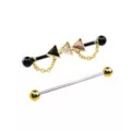 Multi-Pack CZ Black and Goldtone Triangle Chain Industrial Barbells 2 Pack - 14 Gauge at Spencer's