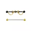 Multi-Pack CZ Black and Goldtone Triangle Chain Industrial Barbells 2 Pack - 14 Gauge at Spencer's