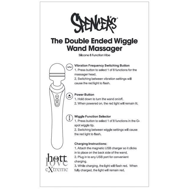 Pink Wiggle Wand Double-Ended Rechargeable Massager 9.2 Inch - Hott Love Extreme at Spencer's