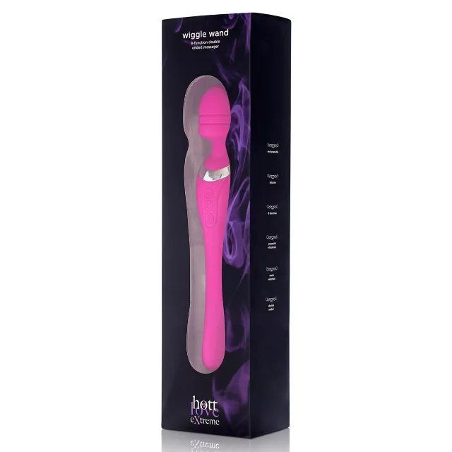 Pink Wiggle Wand Double-Ended Rechargeable Massager 9.2 Inch - Hott Love Extreme at Spencer's